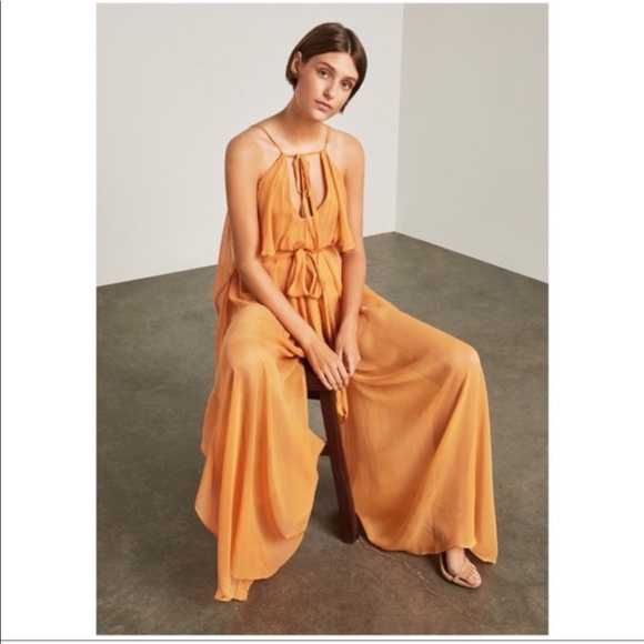 BCBGMAXZARIA Silk Chiffon Wide Leg Jumpsuit - Picture 5 of 9